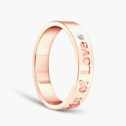 Obrączka partnerska Sign of Love®: różowe złoto, diament, płaska, 4mm